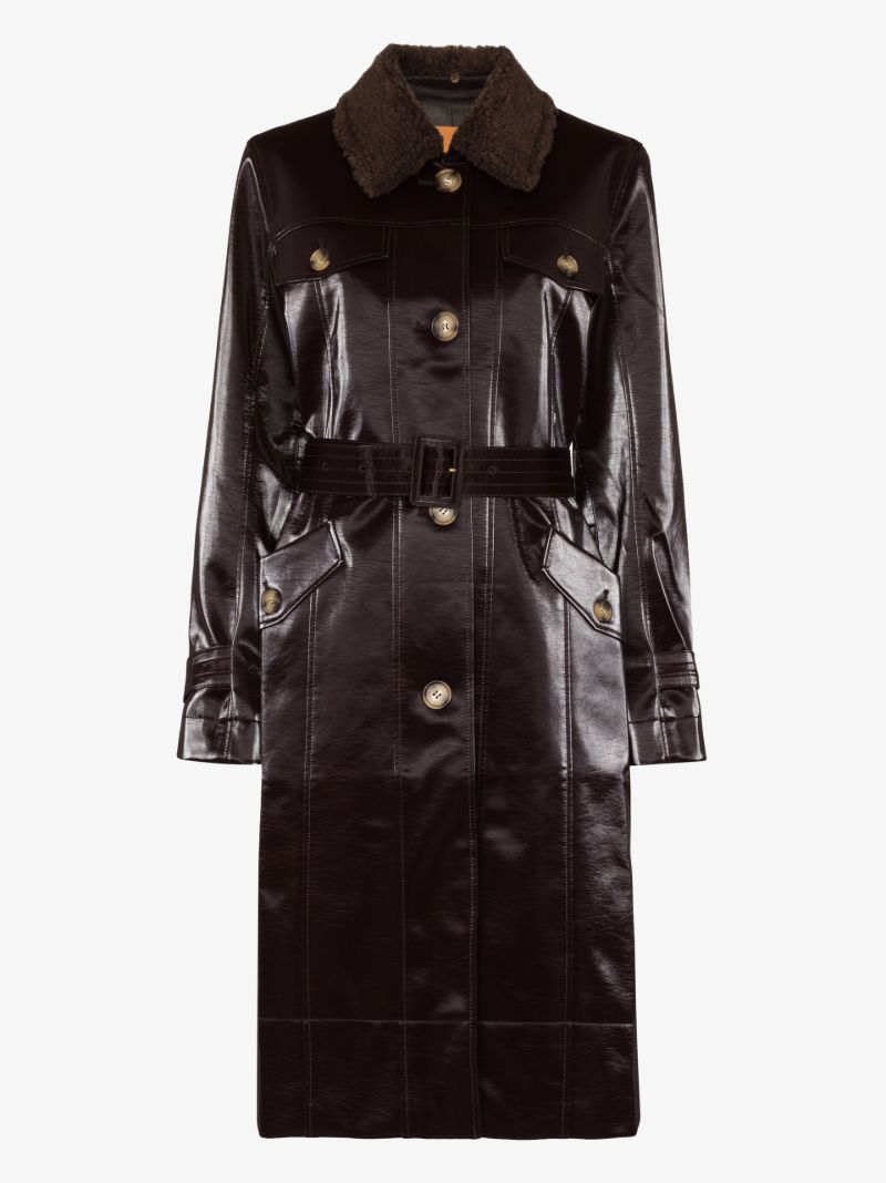 Purple Hana Single-breasted Vegan Leather Coat