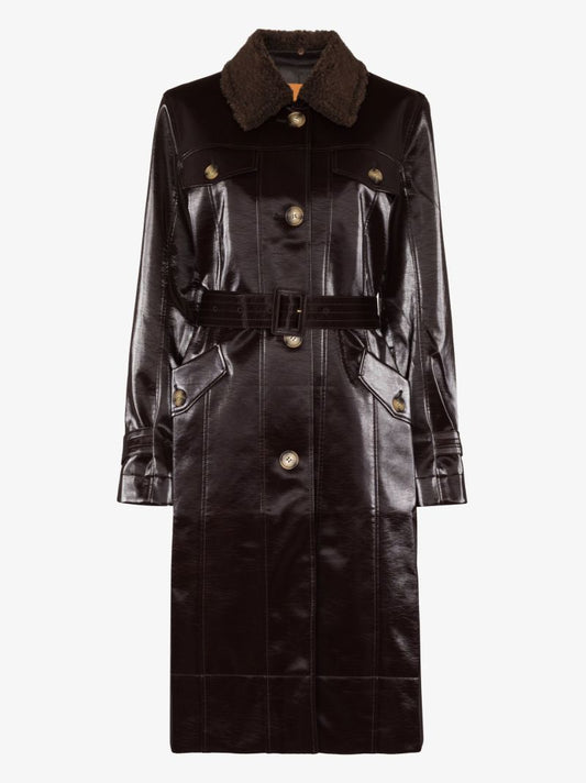 Purple Hana Single-breasted Vegan Leather Coat