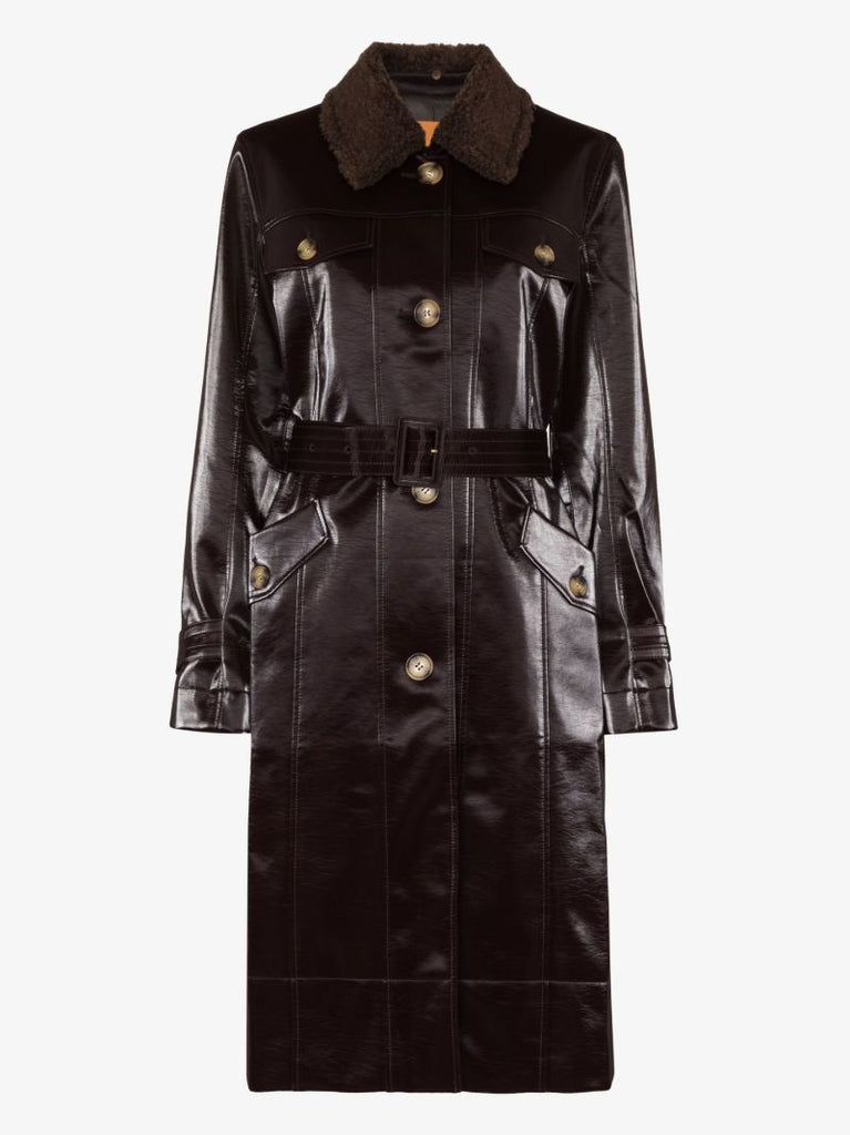 Purple Hana Single-breasted Vegan Leather Coat