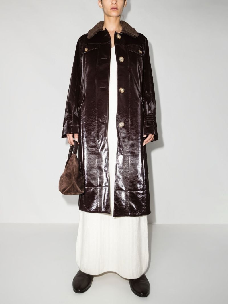 Purple Hana Single-breasted Vegan Leather Coat