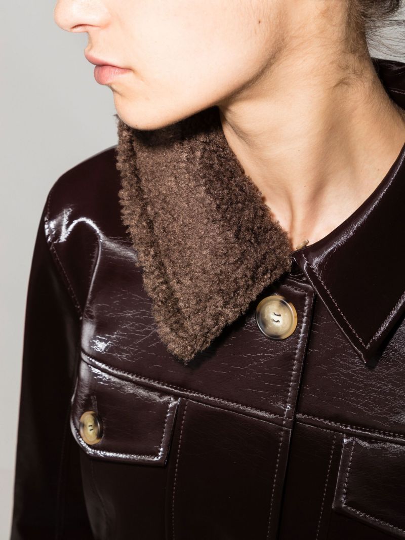 Purple Hana Single-breasted Vegan Leather Coat