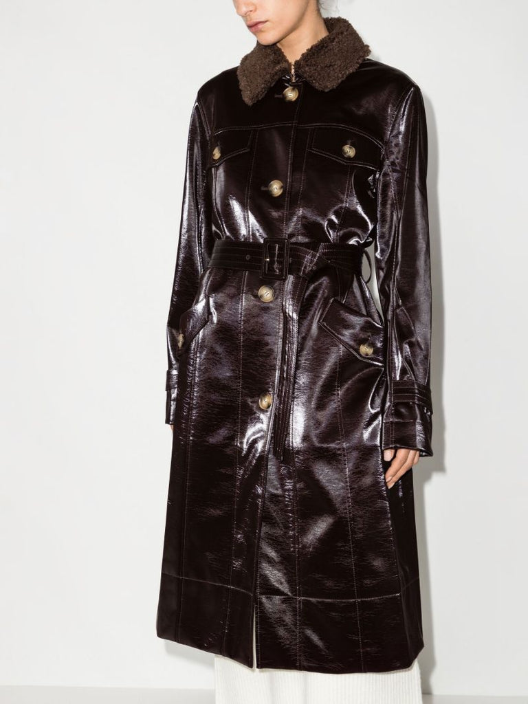 Purple Hana Single-breasted Vegan Leather Coat