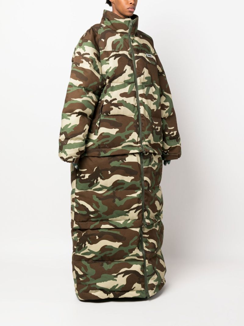 Brown Camouflage Print Puffer Coat