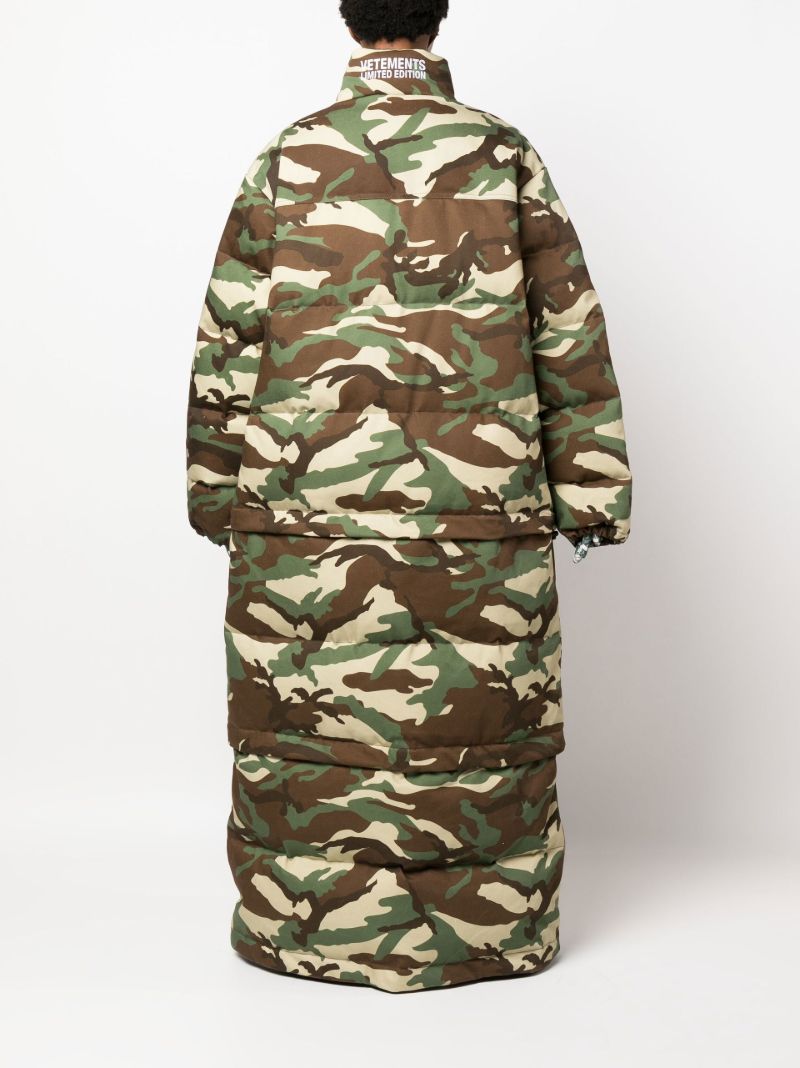Brown Camouflage Print Puffer Coat