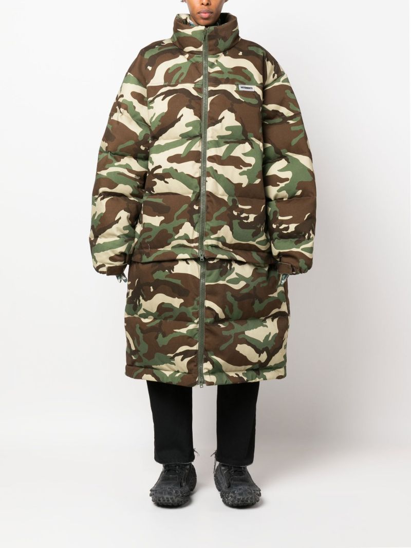 Brown Camouflage Print Puffer Coat