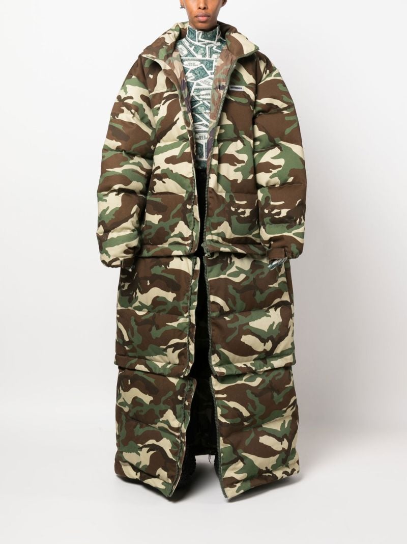 Brown Camouflage Print Puffer Coat