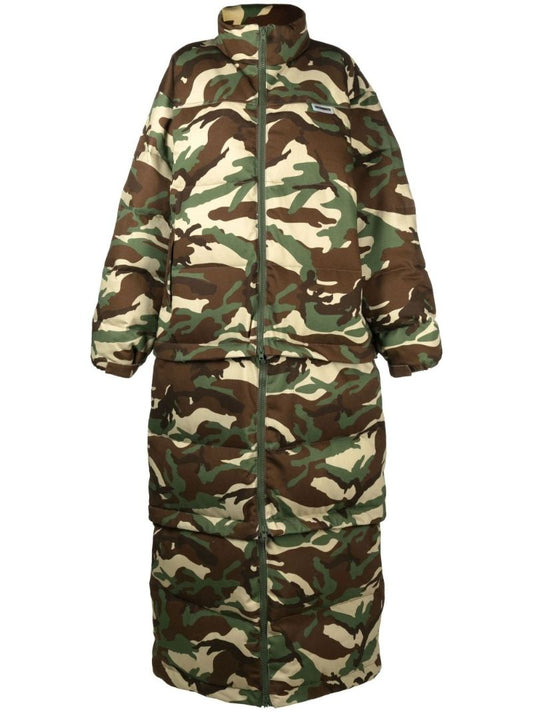 Brown Camouflage Print Puffer Coat