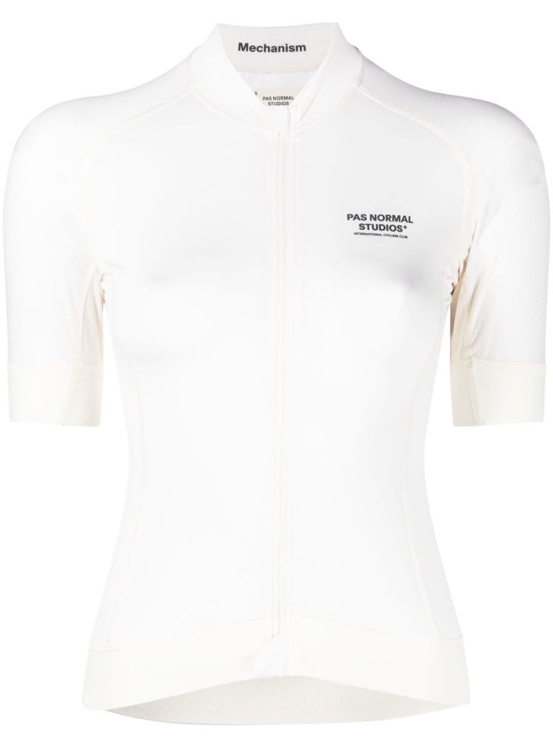 White Mechanism Cycling Jersey Top