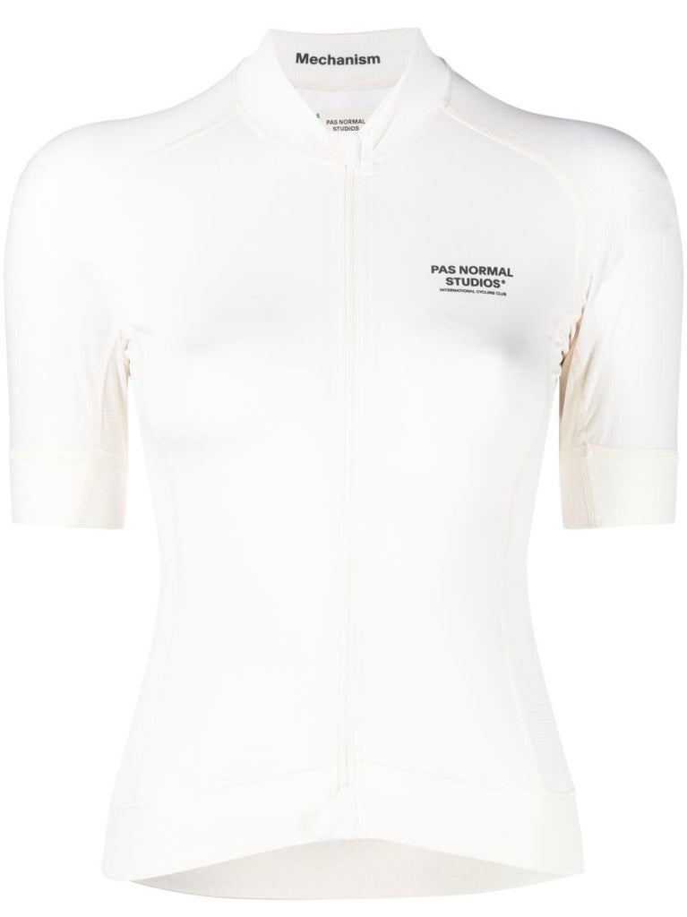 White Mechanism Cycling Jersey Top