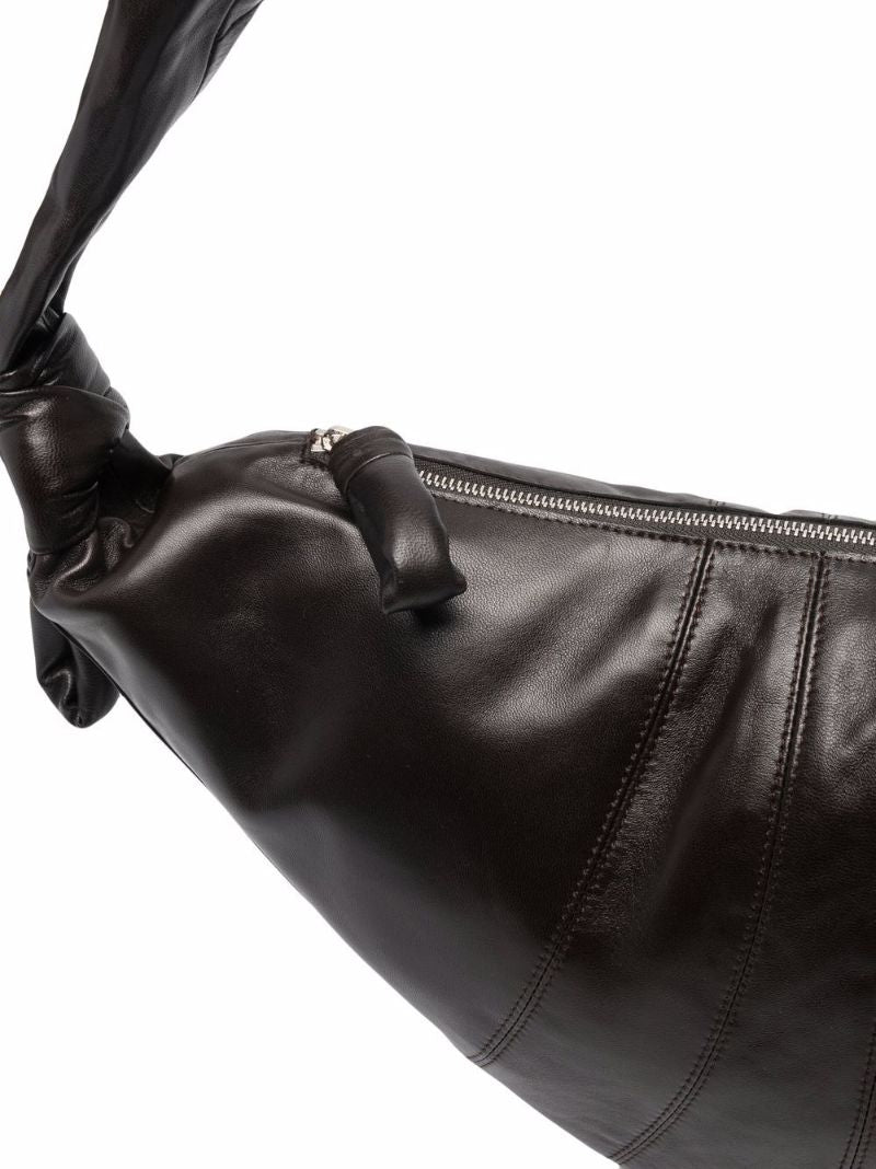 Brown Large Croissant Leather Messenger Bag