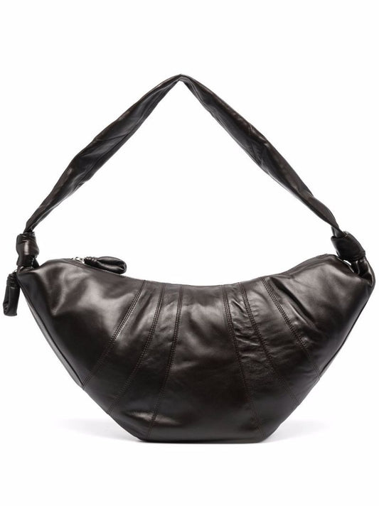 Brown Large Croissant Leather Messenger Bag