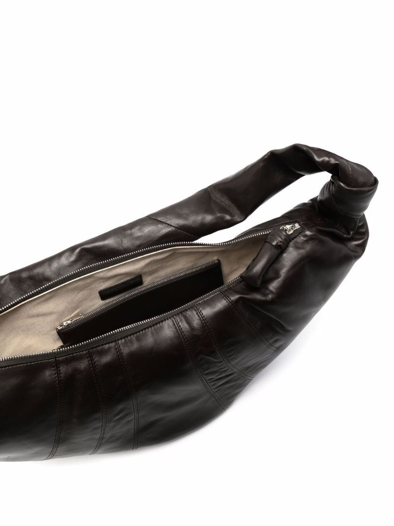Brown Large Croissant Leather Messenger Bag