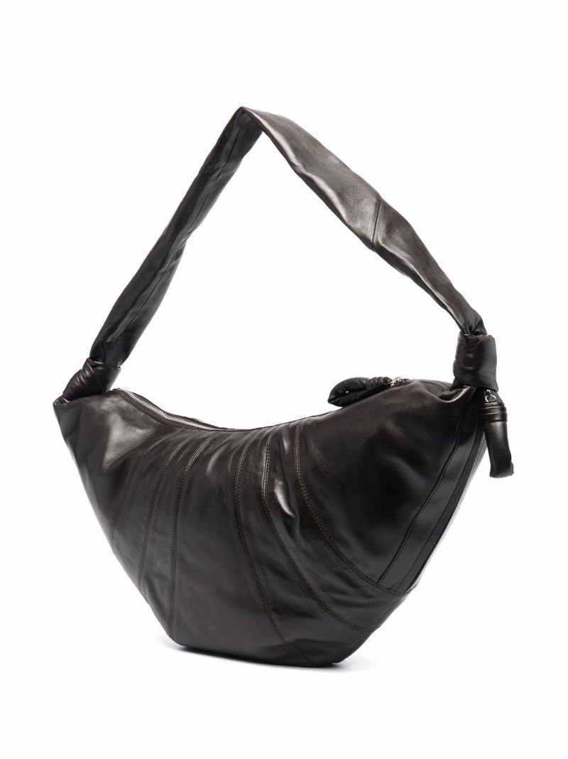 Brown Large Croissant Leather Messenger Bag