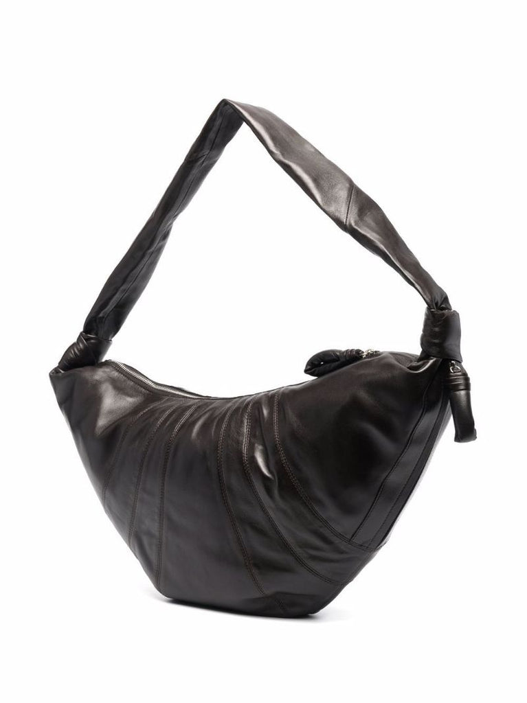 Brown Large Croissant Leather Messenger Bag