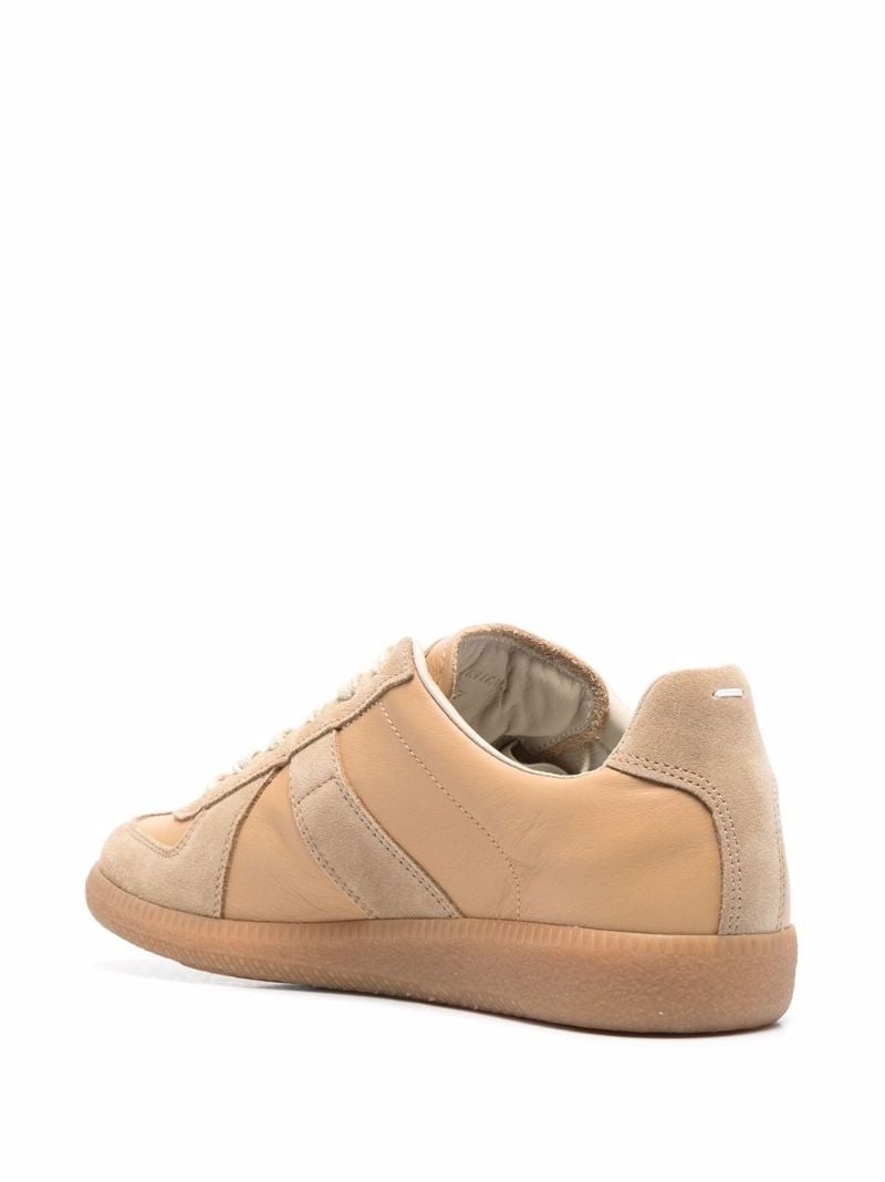Neutral Panelled Leather Sneakers