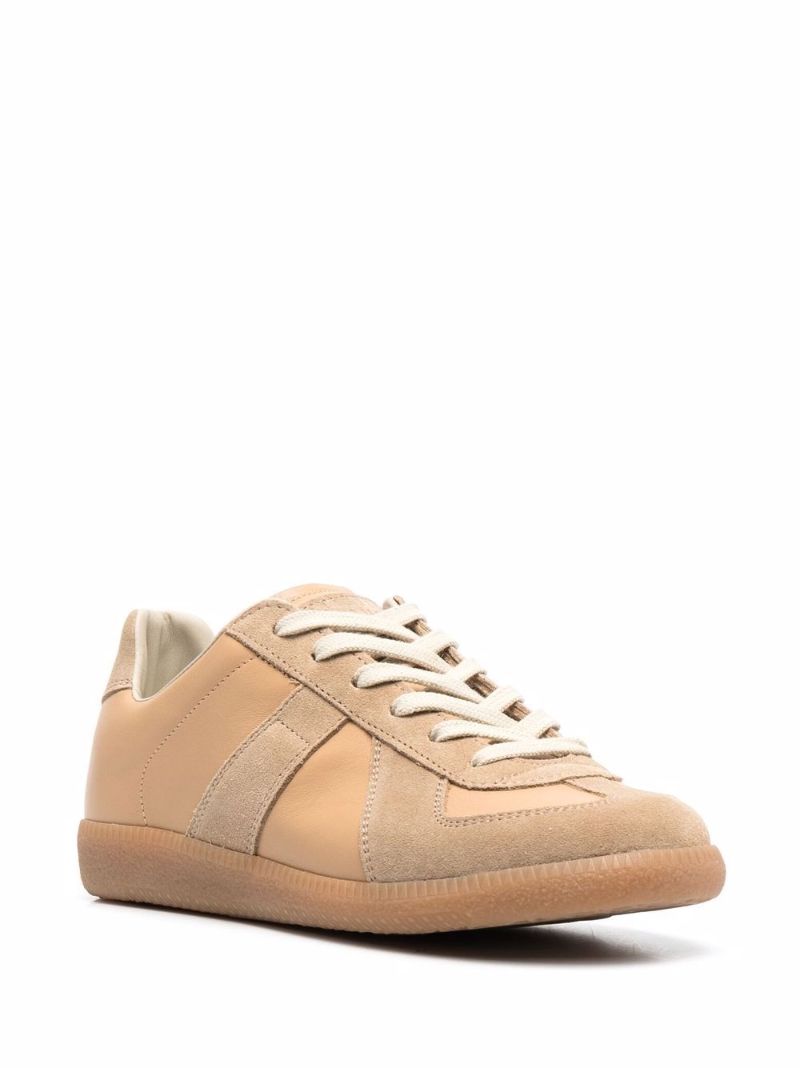 Neutral Panelled Leather Sneakers