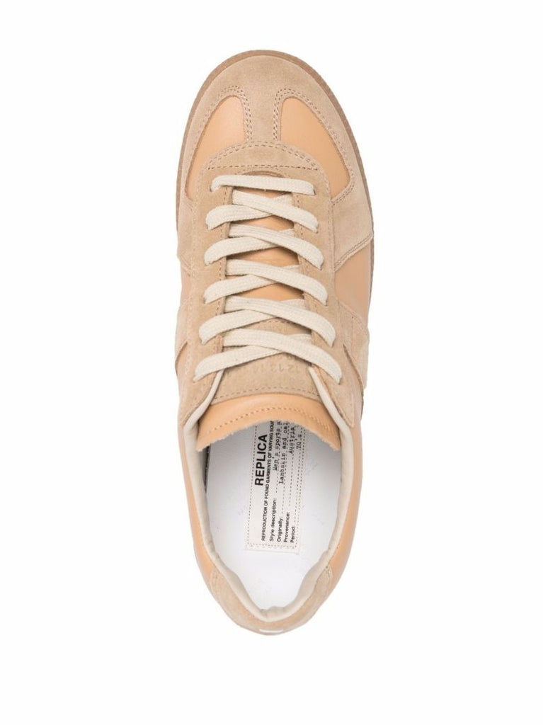Neutral Panelled Leather Sneakers
