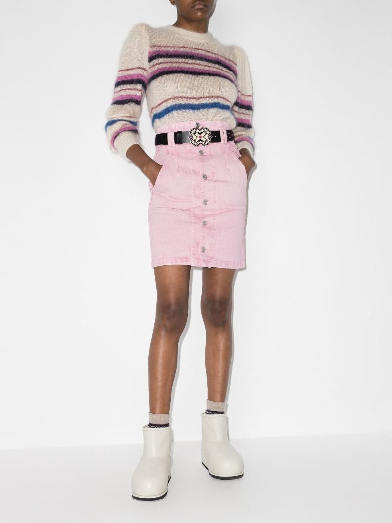 Tloan High Waist Denim Mini Skirt