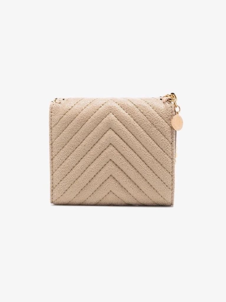 Neutral Falabella Quilted Flap Wallet