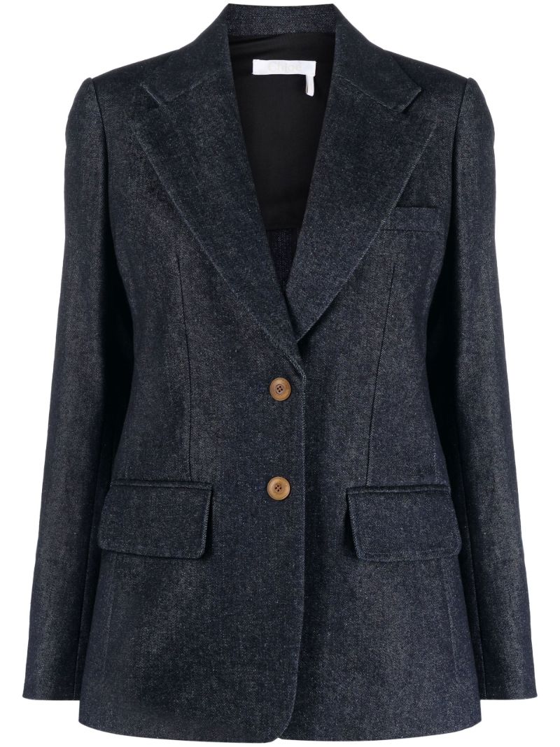 Blue Single-breasted Denim Jacket