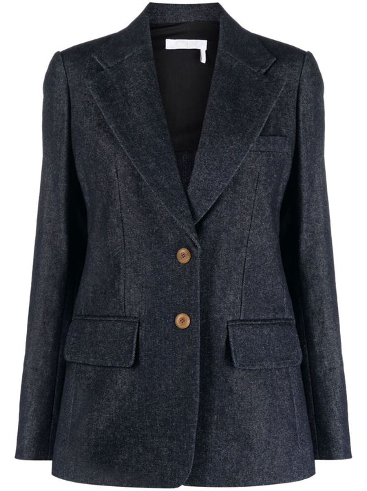 Blue Single-breasted Denim Jacket