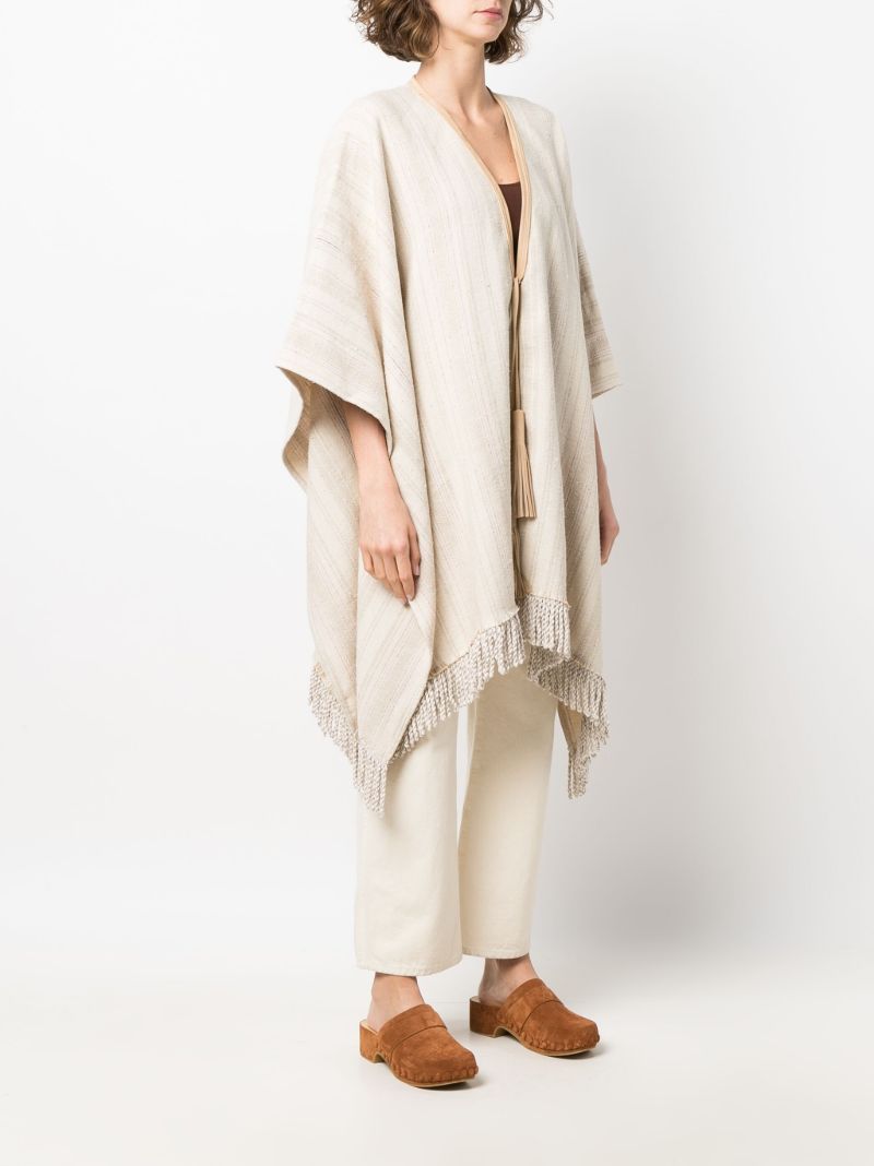 Beige Striped Jacquard Cape