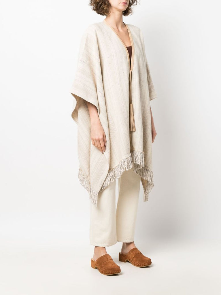 Beige Striped Jacquard Cape