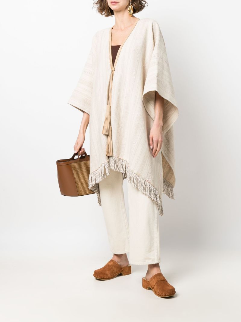 Beige Striped Jacquard Cape