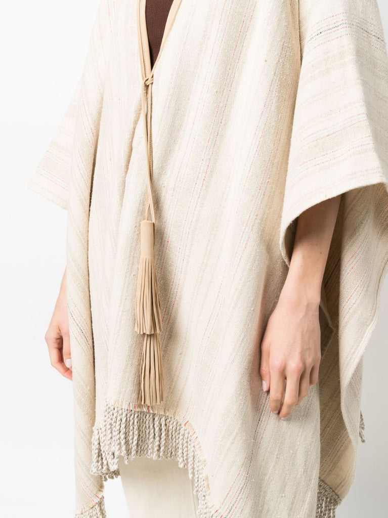 Beige Striped Jacquard Cape