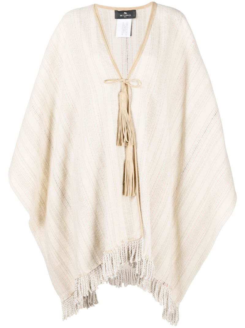 Beige Striped Jacquard Cape