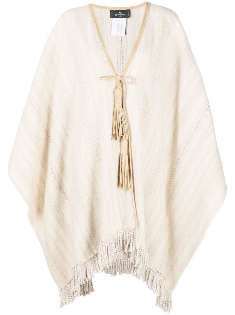 Beige Striped Jacquard Cape