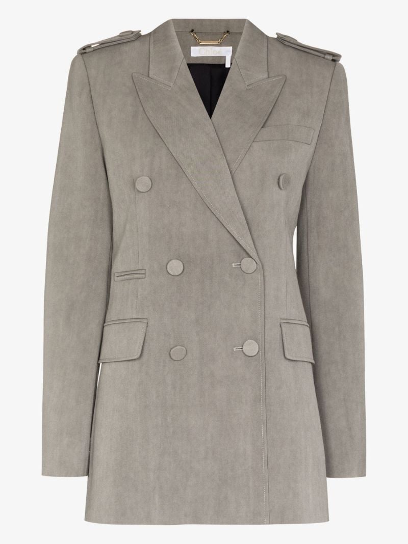Grey Double-breasted Wool Blazer