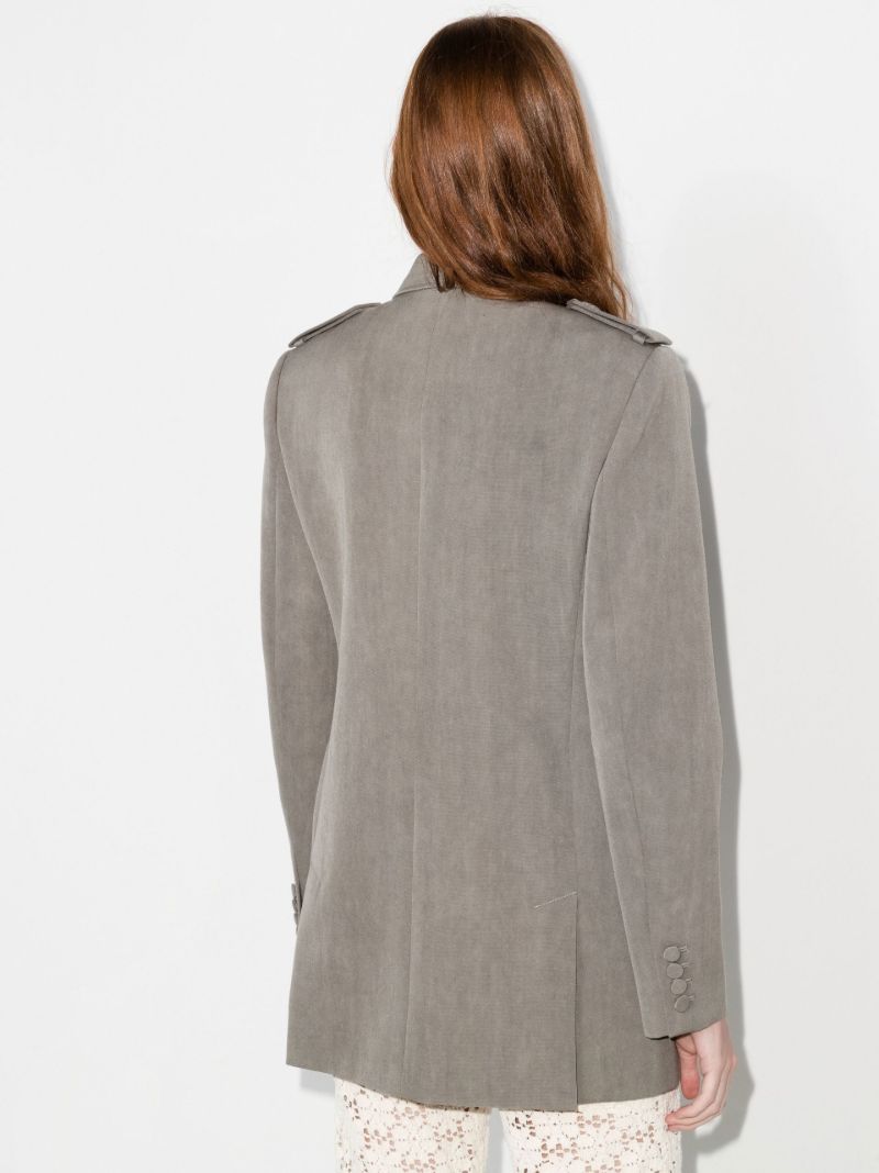 Grey Double-breasted Wool Blazer