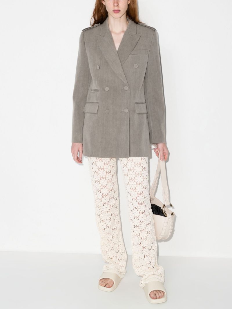 Grey Double-breasted Wool Blazer