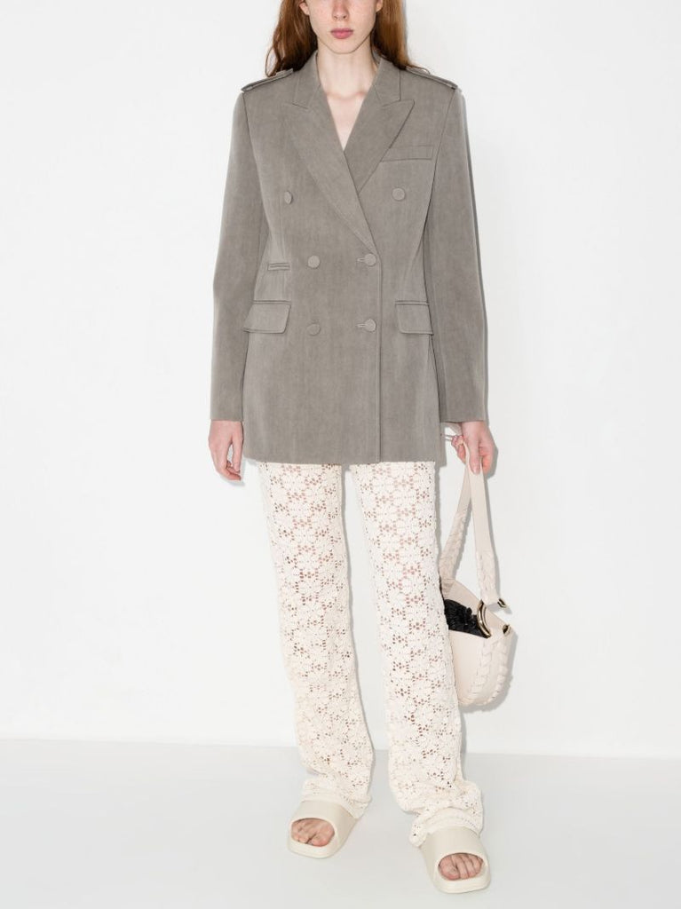 Grey Double-breasted Wool Blazer