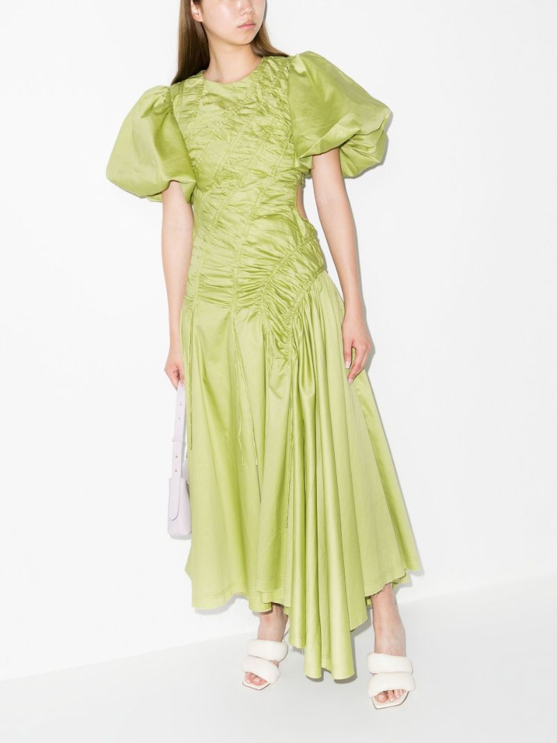 Green Siren Drawstring Midi Dress