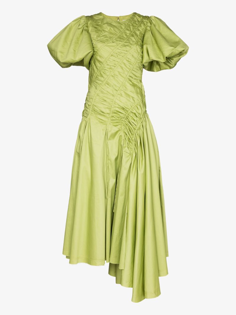 Green Siren Drawstring Midi Dress
