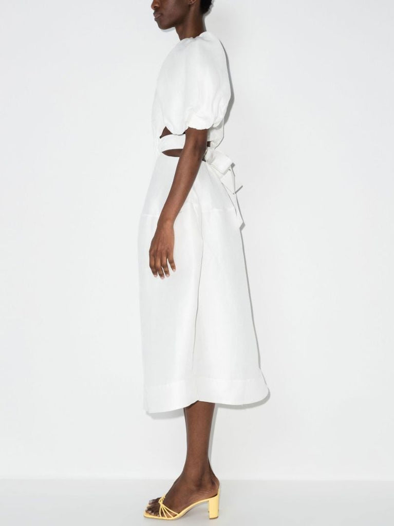 Mimosa Puff Sleeve Cutout Midi Dress