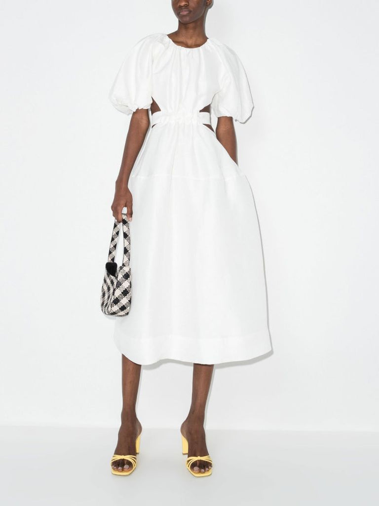 Mimosa Puff Sleeve Cutout Midi Dress