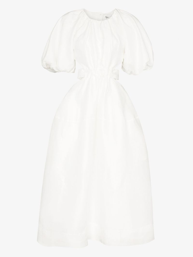 Mimosa Puff Sleeve Cutout Midi Dress