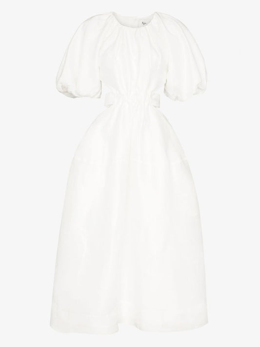 Mimosa Puff Sleeve Cutout Midi Dress