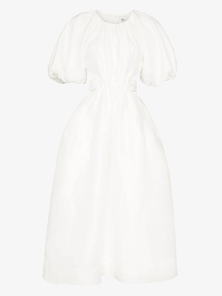 Mimosa Puff Sleeve Cutout Midi Dress