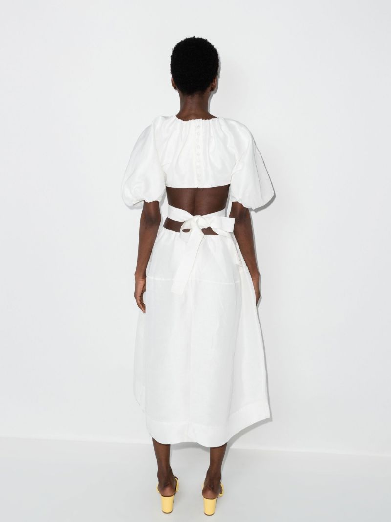 Mimosa Puff Sleeve Cutout Midi Dress