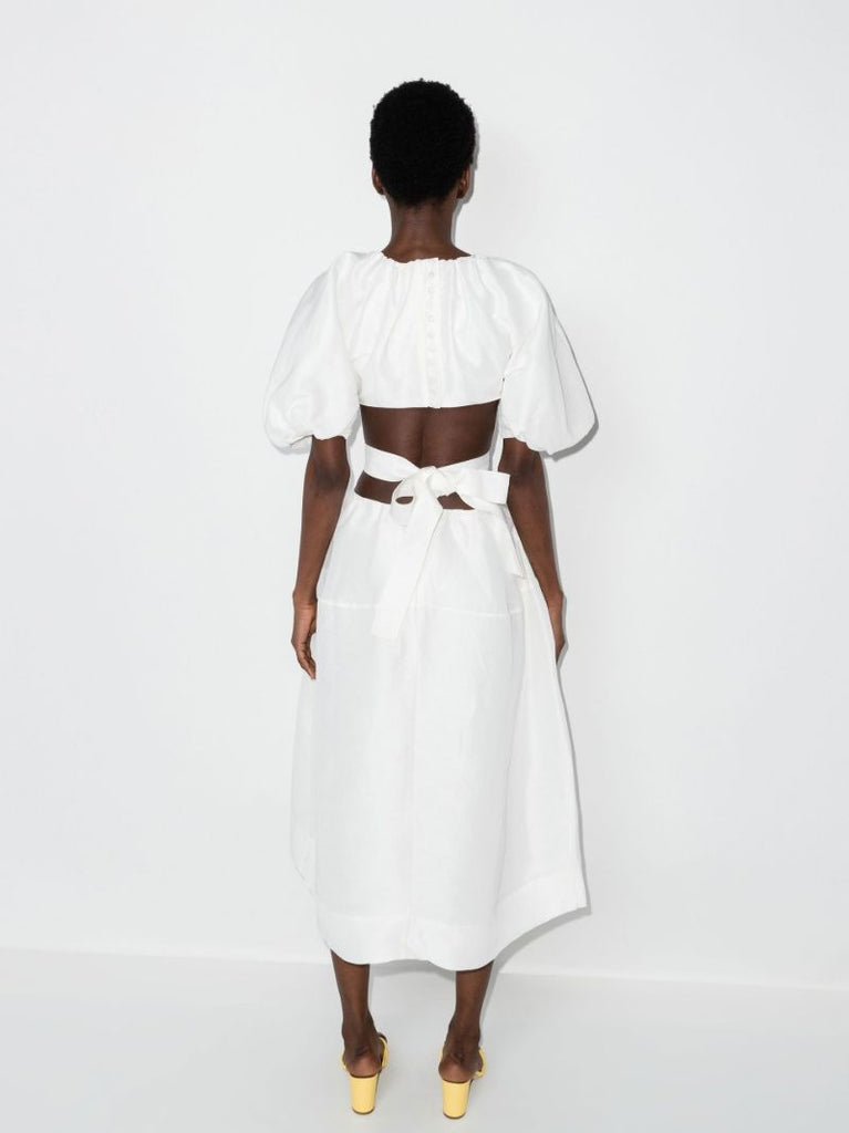 Mimosa Puff Sleeve Cutout Midi Dress