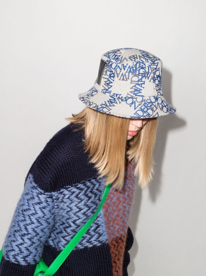Blue Logo Jacquard Cotton Bucket Hat