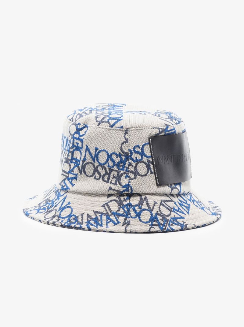 Blue Logo Jacquard Cotton Bucket Hat