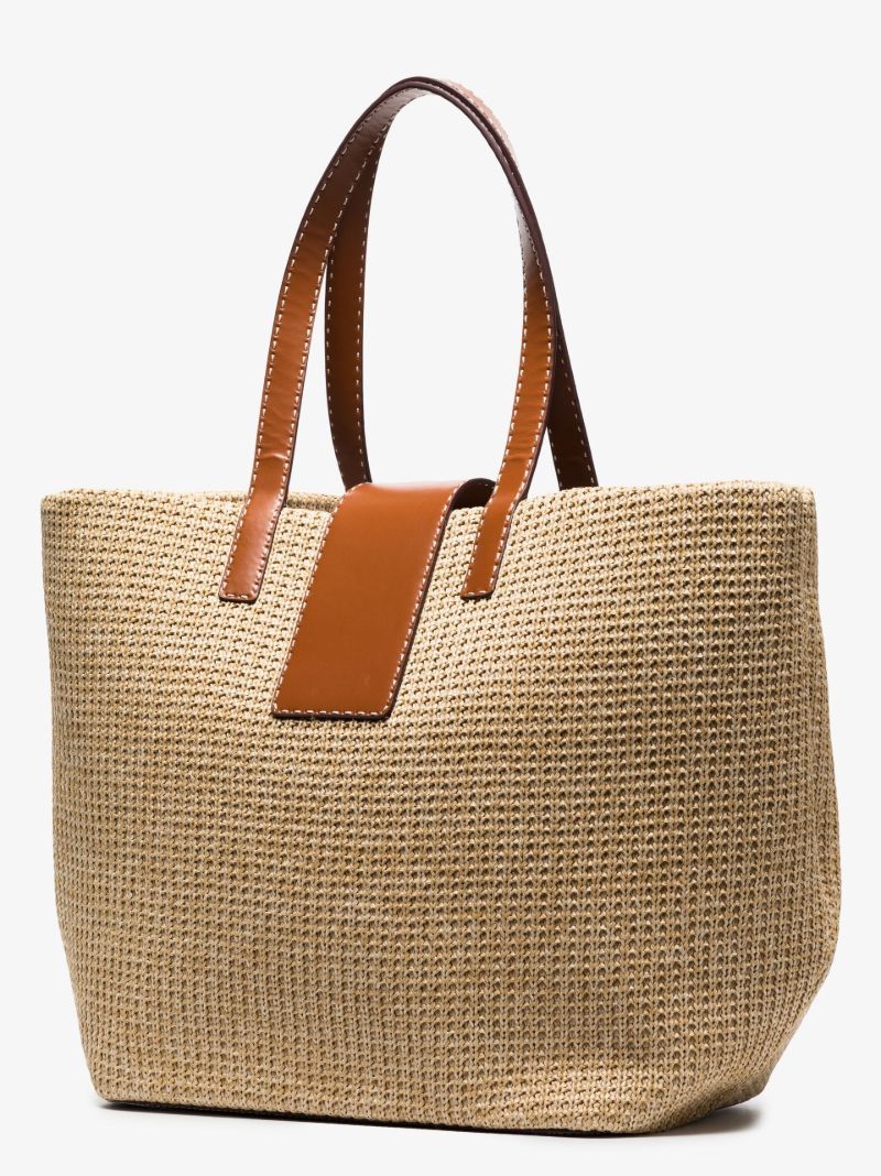 Neutral Mercato Raffia Tote Bag