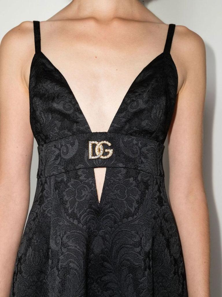 Black Brocade Mini Dress