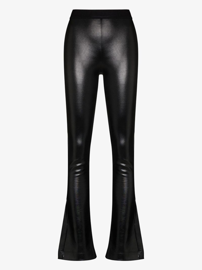 Black Lais Flared Faux Leather Leggings