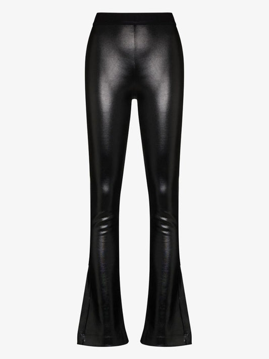 Black Lais Flared Faux Leather Leggings